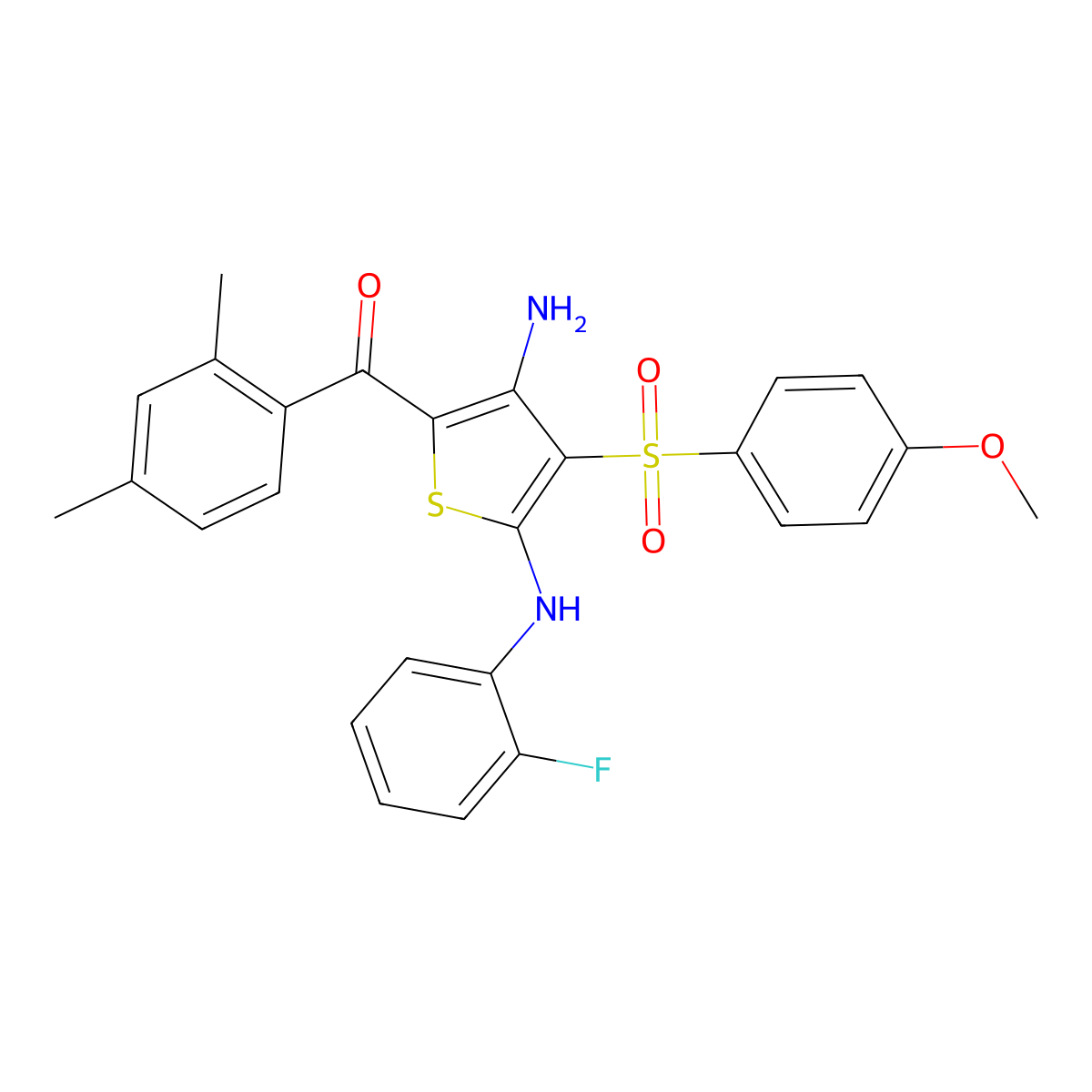 5-(2,4-dimethylbenzoyl)-N2-(2-fluorophenyl)-3-(4-methoxybenzenesulfonyl)thiophene-2,4-diamine molecular structure, CAS 1115562-98-5