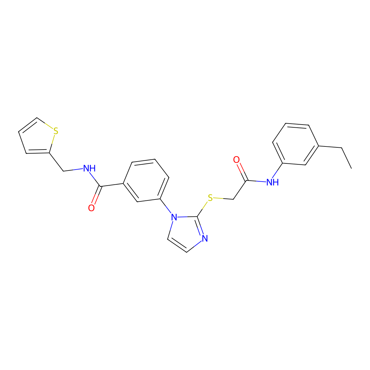 3-[2-({[(3-ethylphenyl)carbamoyl]methyl}sulfanyl)-1H-imidazol-1-yl]-N-[(thiophen-2-yl)methyl]benzamide molecular structure, CAS 1115564-39-0