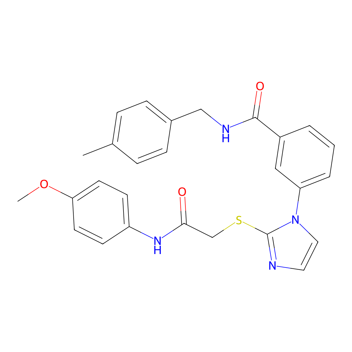 3-[2-({[(4-methoxyphenyl)carbamoyl]methyl}sulfanyl)-1H-imidazol-1-yl]-N-[(4-methylphenyl)methyl]benzamide molecular structure, CAS 1115564-51-6