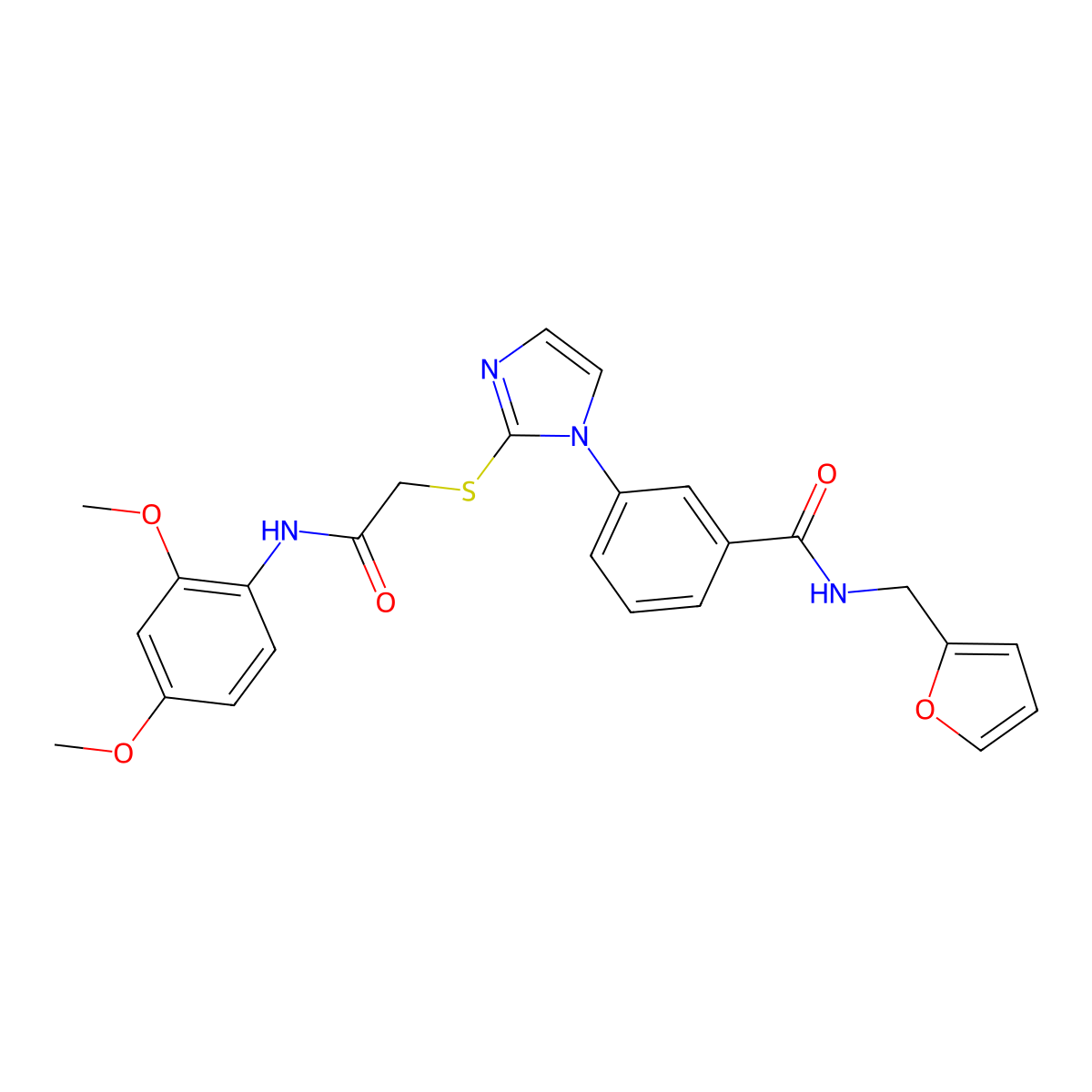 3-[2-({[(2,4-dimethoxyphenyl)carbamoyl]methyl}sulfanyl)-1H-imidazol-1-yl]-N-[(furan-2-yl)methyl]benzamide molecular structure, CAS 1115564-95-8