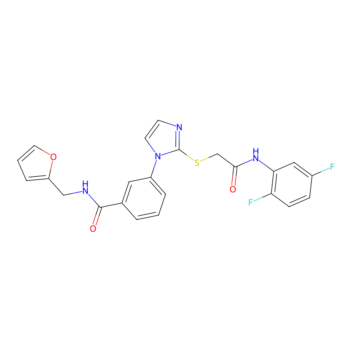3-[2-({[(2,5-difluorophenyl)carbamoyl]methyl}sulfanyl)-1H-imidazol-1-yl]-N-[(furan-2-yl)methyl]benzamide molecular structure, CAS 1115565-02-0
