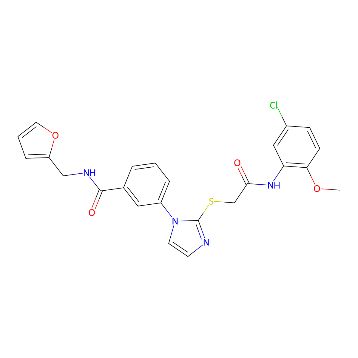 3-(2-((2-((5-chloro-2-methoxyphenyl)amino)-2-oxoethyl)thio)-1H-imidazol-1-yl)-N-(furan-2-ylmethyl)benzamide molecular structure, CAS 1115565-06-4