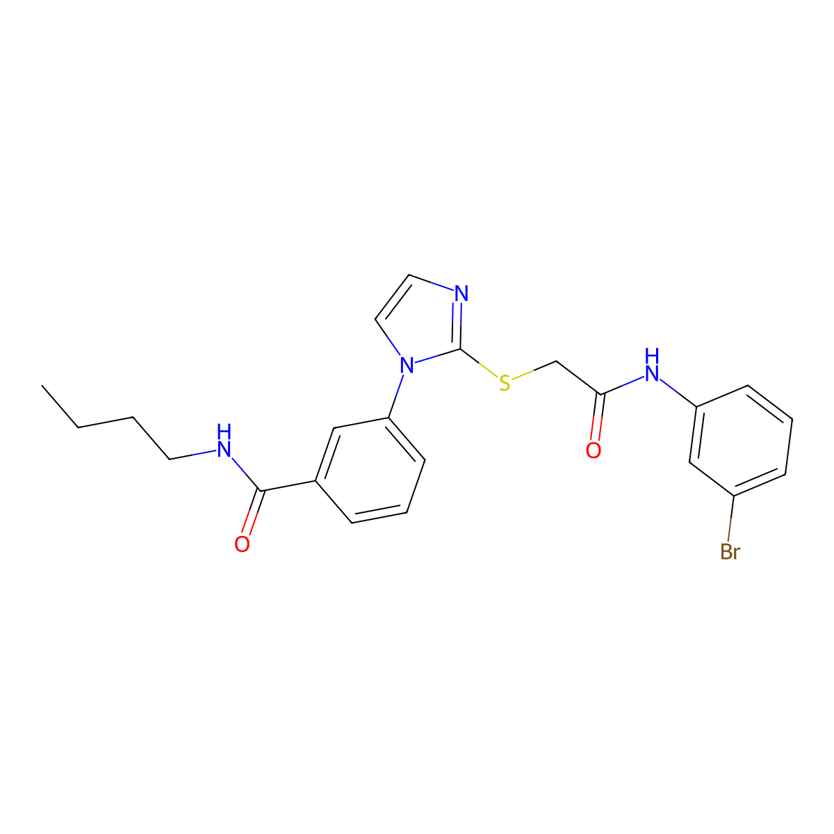 3-[2-({[(3-bromophenyl)carbamoyl]methyl}sulfanyl)-1H-imidazol-1-yl]-N-butylbenzamide molecular structure, CAS 1115565-30-4