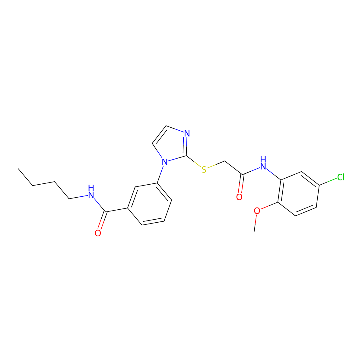 N-butyl-3-[2-({[(5-chloro-2-methoxyphenyl)carbamoyl]methyl}sulfanyl)-1H-imidazol-1-yl]benzamide molecular structure, CAS 1115565-31-5