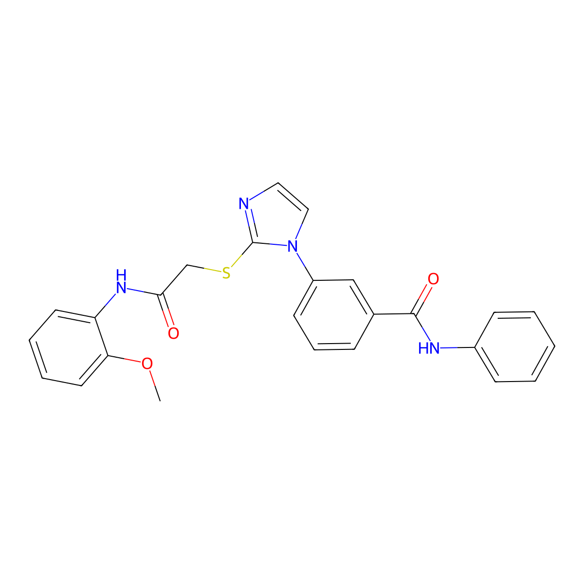 3-[2-({[(2-methoxyphenyl)carbamoyl]methyl}sulfanyl)-1H-imidazol-1-yl]-N-phenylbenzamide molecular structure, CAS 1115565-38-2