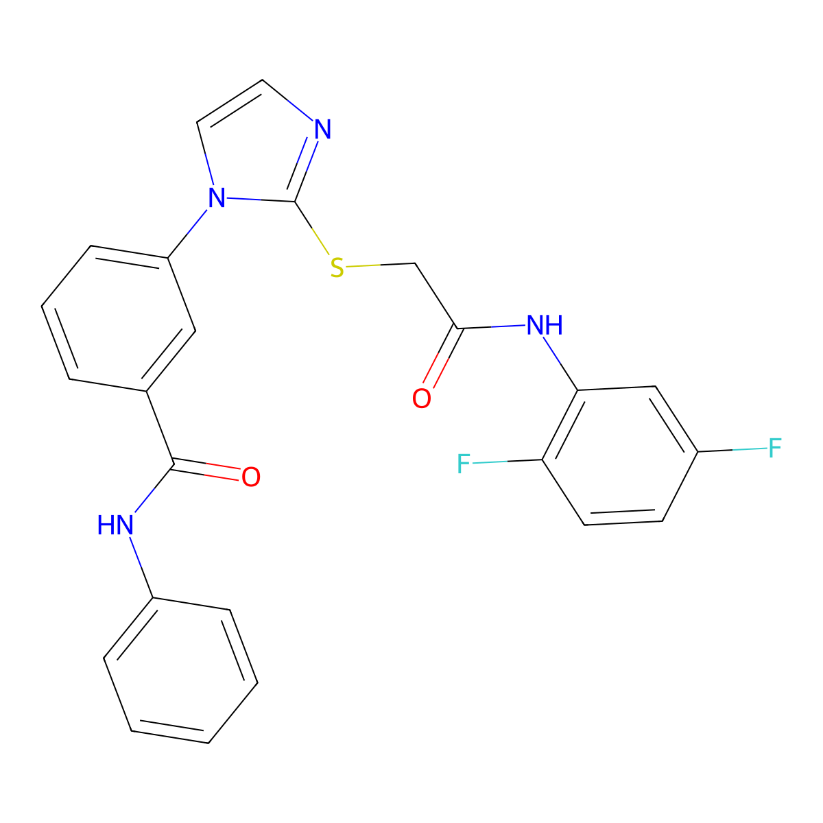 3-[2-({[(2,5-difluorophenyl)carbamoyl]methyl}sulfanyl)-1H-imidazol-1-yl]-N-phenylbenzamide molecular structure, CAS 1115565-45-1