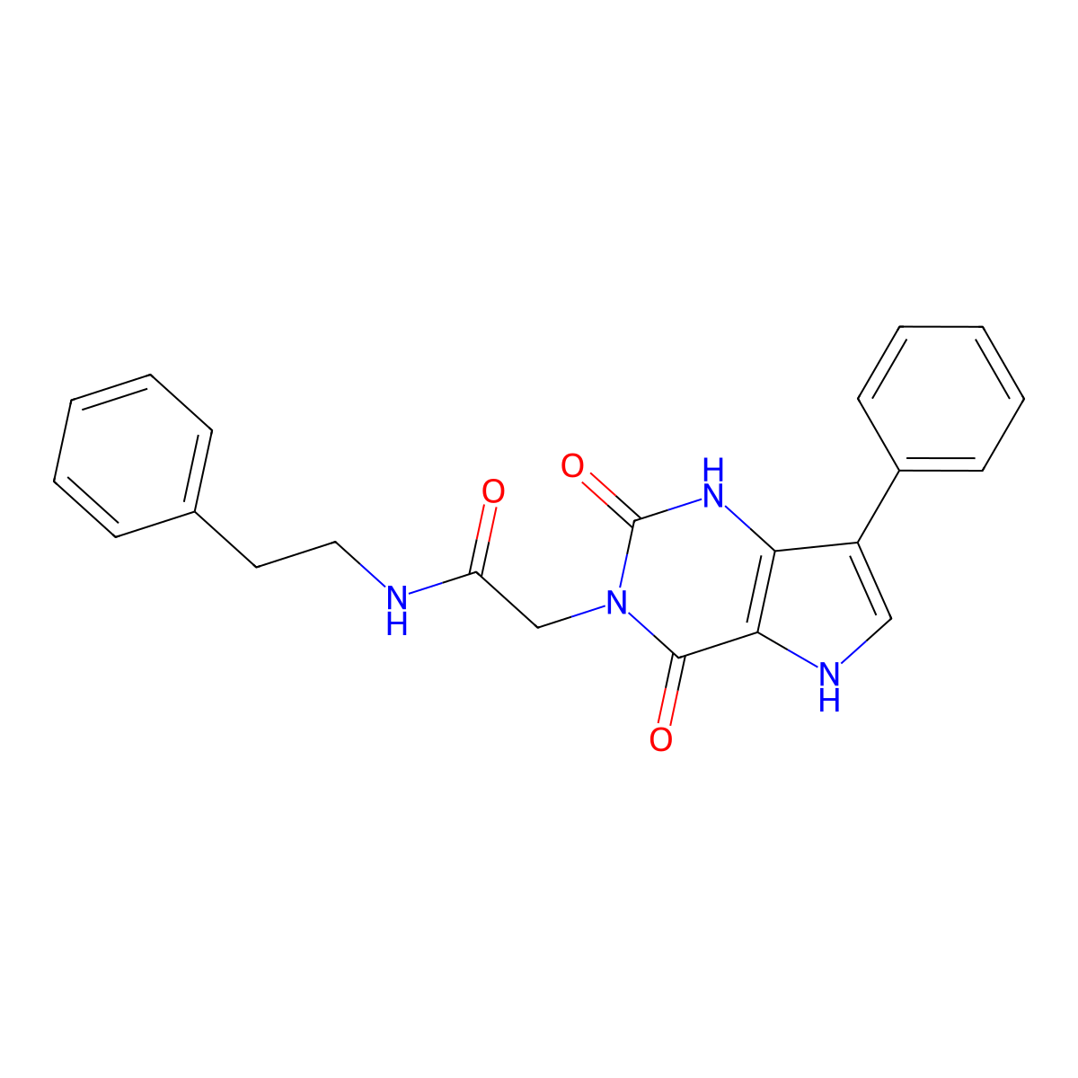 2-(2,4-dioxo-7-phenyl-1H-pyrrolo[3,2-d]pyrimidin-3(2H,4H,5H)-yl)-N-phenethylacetamide molecular structure, CAS 1115565-53-1