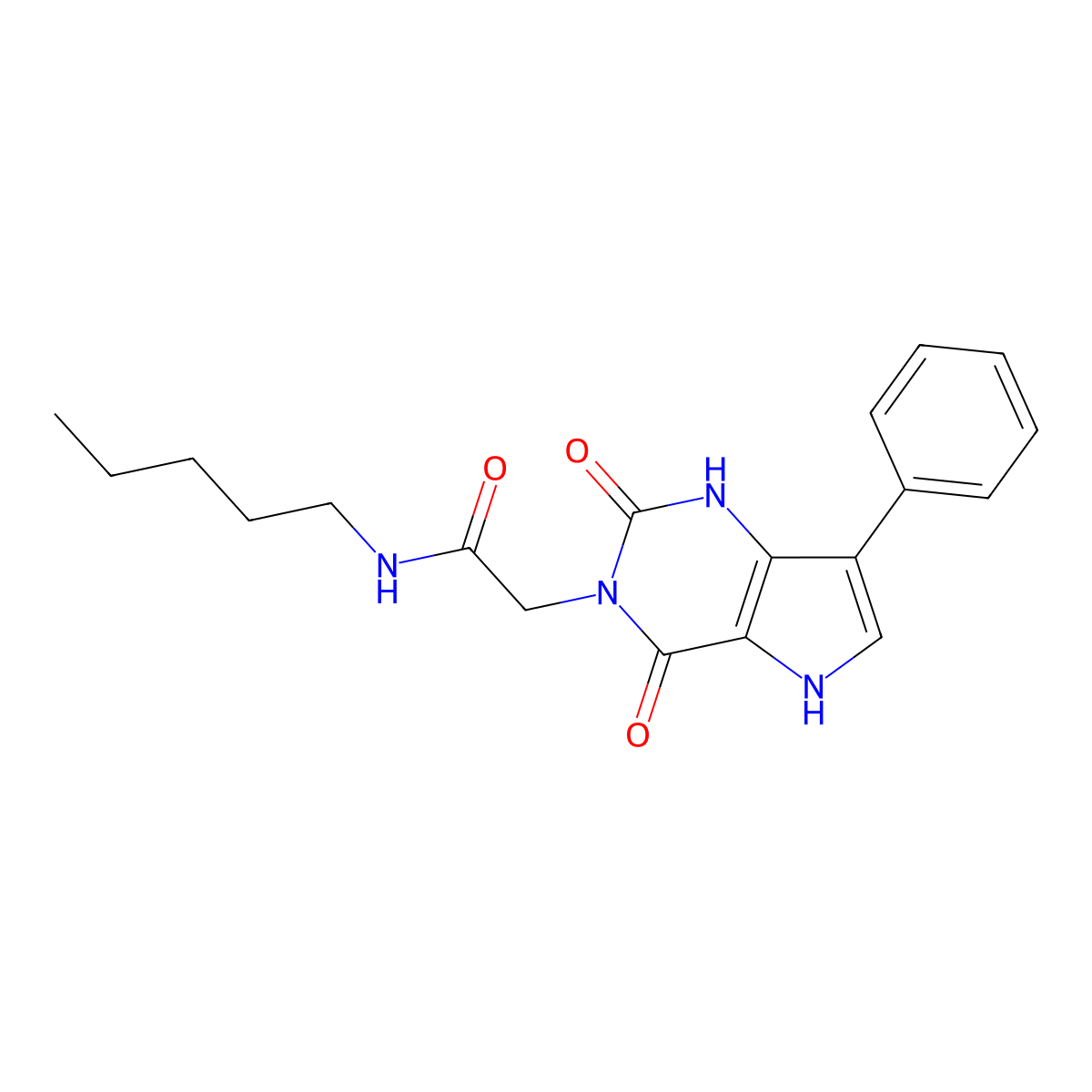 2-(2,4-dioxo-7-phenyl-1H-pyrrolo[3,2-d]pyrimidin-3(2H,4H,5H)-yl)-N-pentylacetamide molecular structure, CAS 1115565-55-3