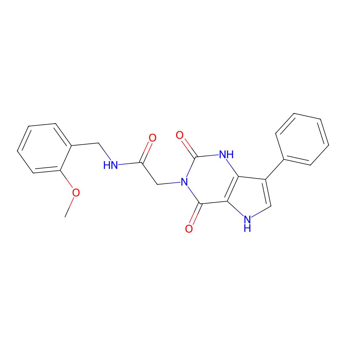 2-(2,4-dioxo-7-phenyl-1H-pyrrolo[3,2-d]pyrimidin-3(2H,4H,5H)-yl)-N-(2-methoxybenzyl)acetamide molecular structure, CAS 1115565-56-4