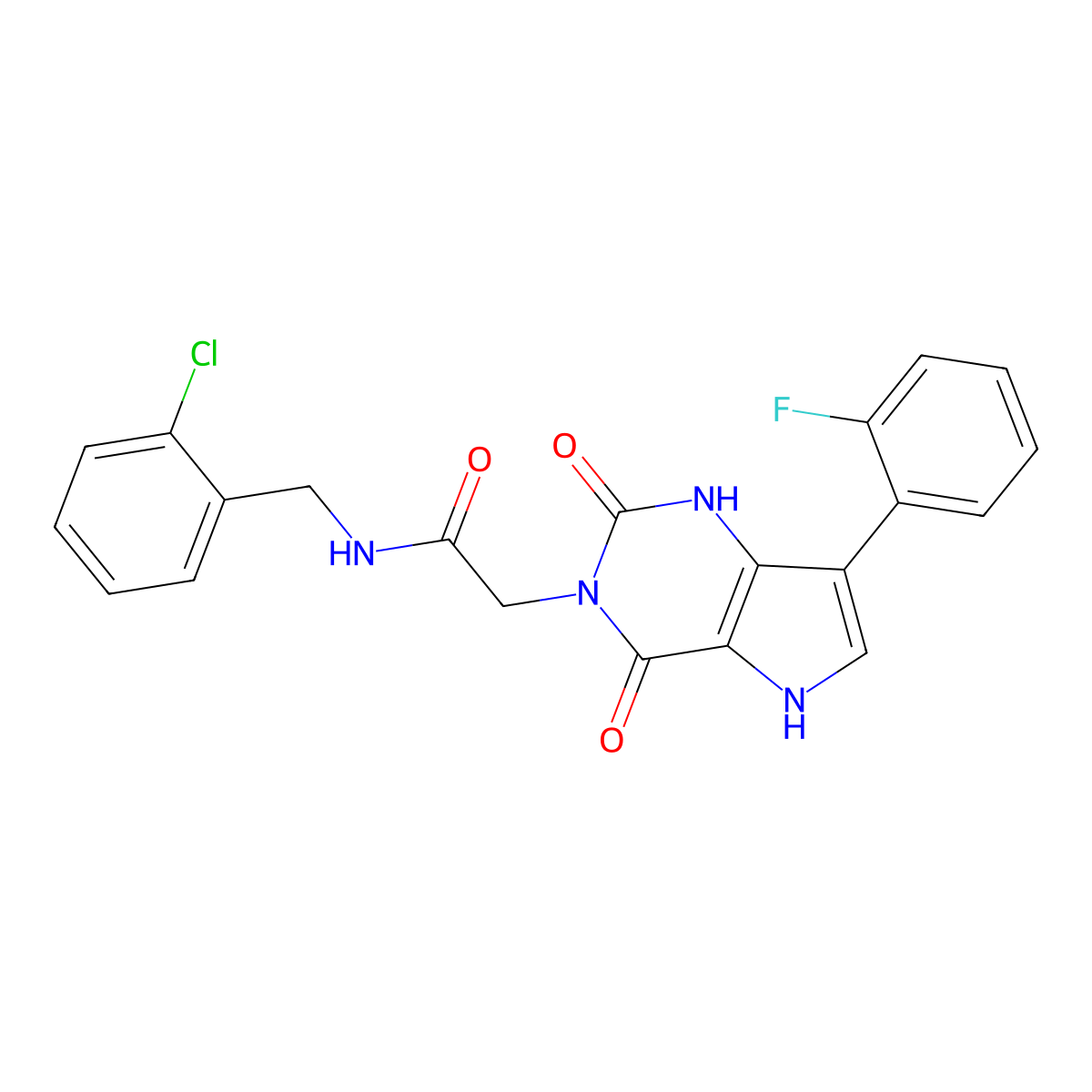 N-(2-chlorobenzyl)-2-(7-(2-fluorophenyl)-2,4-dioxo-1H-pyrrolo[3,2-d]pyrimidin-3(2H,4H,5H)-yl)acetamide molecular structure, CAS 1115565-81-5