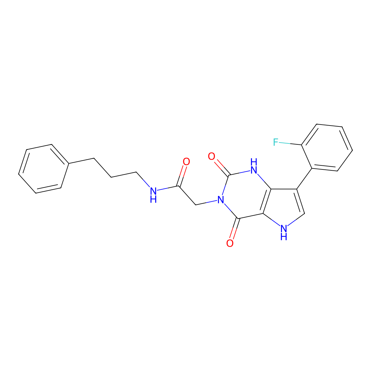 2-(7-(2-fluorophenyl)-2,4-dioxo-1H-pyrrolo[3,2-d]pyrimidin-3(2H,4H,5H)-yl)-N-(3-phenylpropyl)acetamide molecular structure, CAS 1115565-89-3