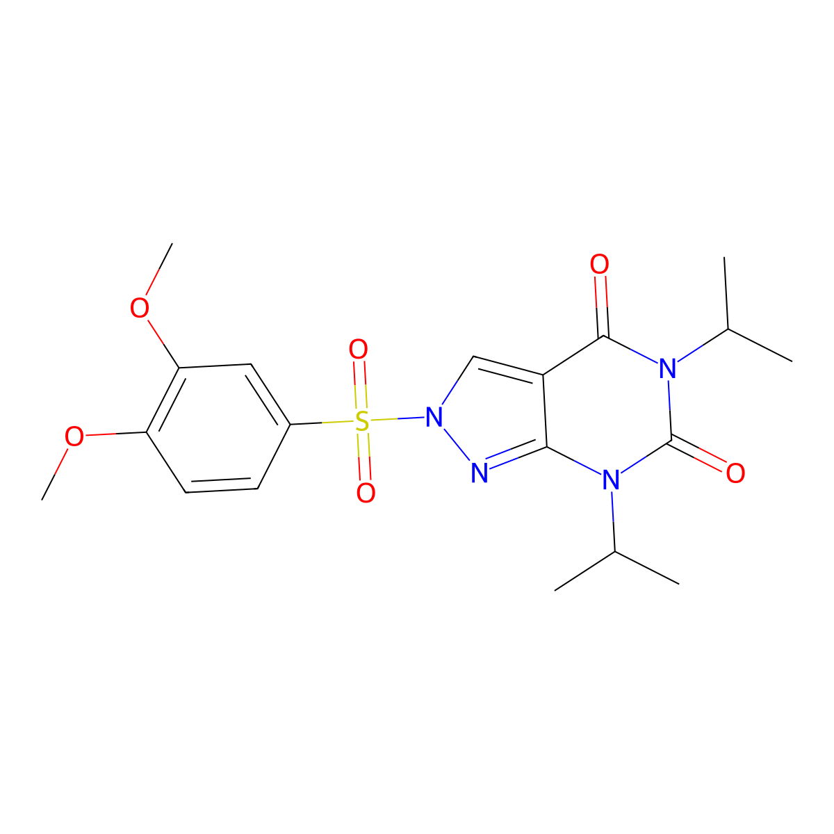 2-(3,4-Dimethoxybenzenesulfonyl)-5,7-bis(propan-2-YL)-2H,4H,5H,6H,7H-pyrazolo[3,4-D]pyrimidine-4,6-dione molecular structure, CAS 1115569-70-4