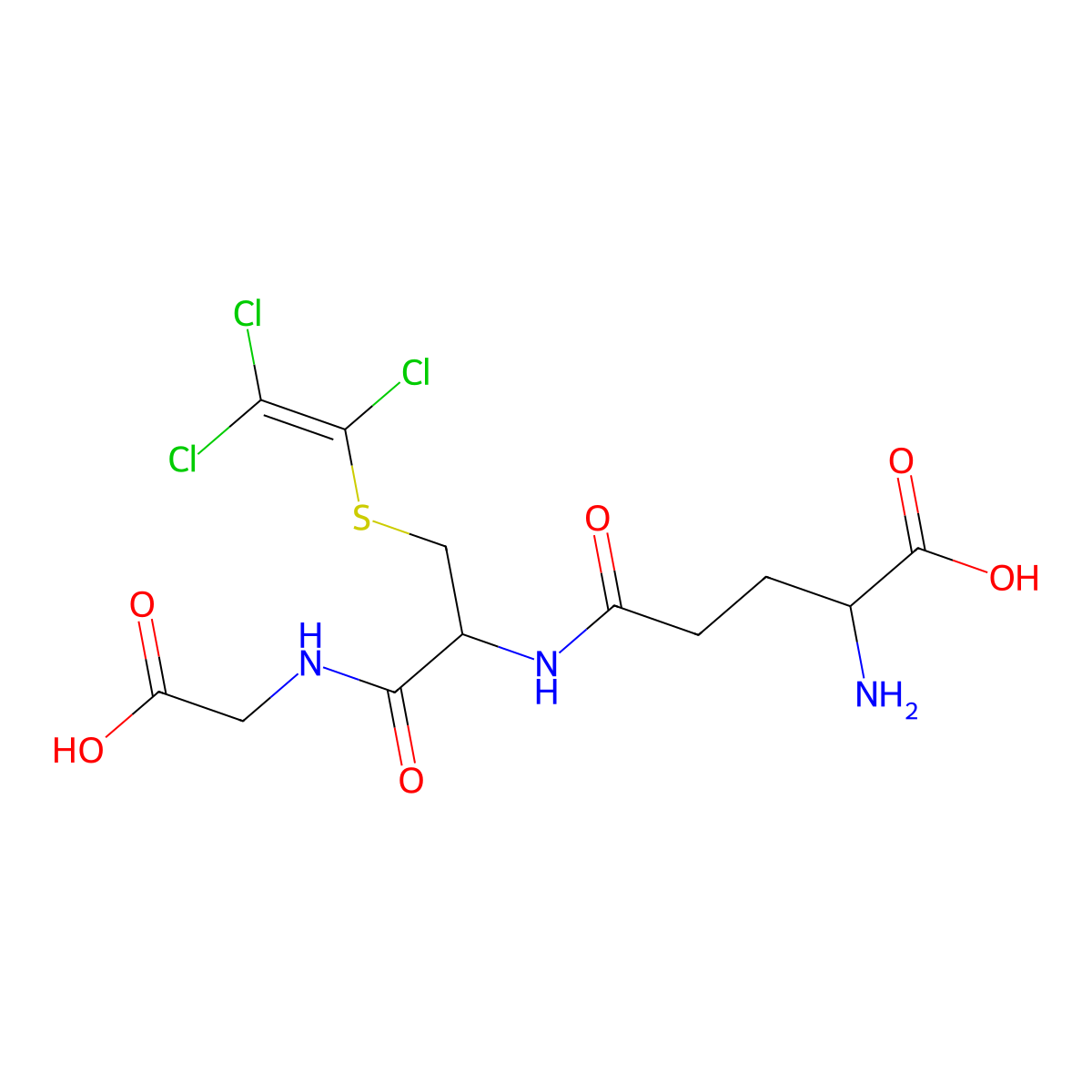 5-({1-[(Carboxymethyl)imino]-1-hydroxy-3-[(trichloroethenyl)sulfanyl]propan-2-yl}imino)-5-hydroxynorvaline molecular structure, CAS 111574-85-7