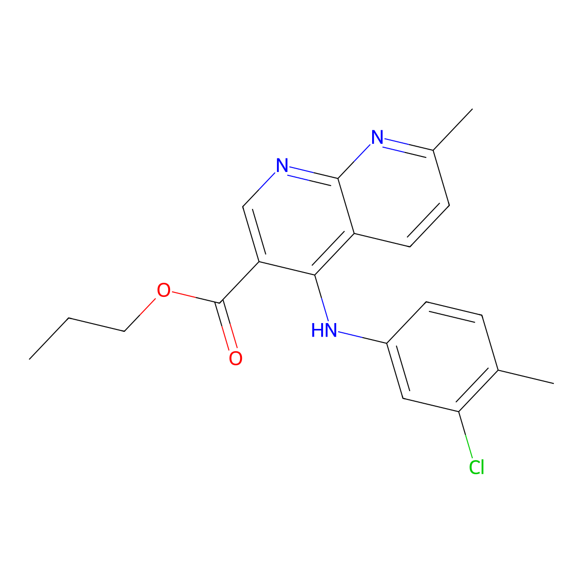 Propyl 4-[(3-chloro-4-methylphenyl)amino]-7-methyl-1,8-naphthyridine-3-carboxylate molecular structure, CAS 1115866-75-5