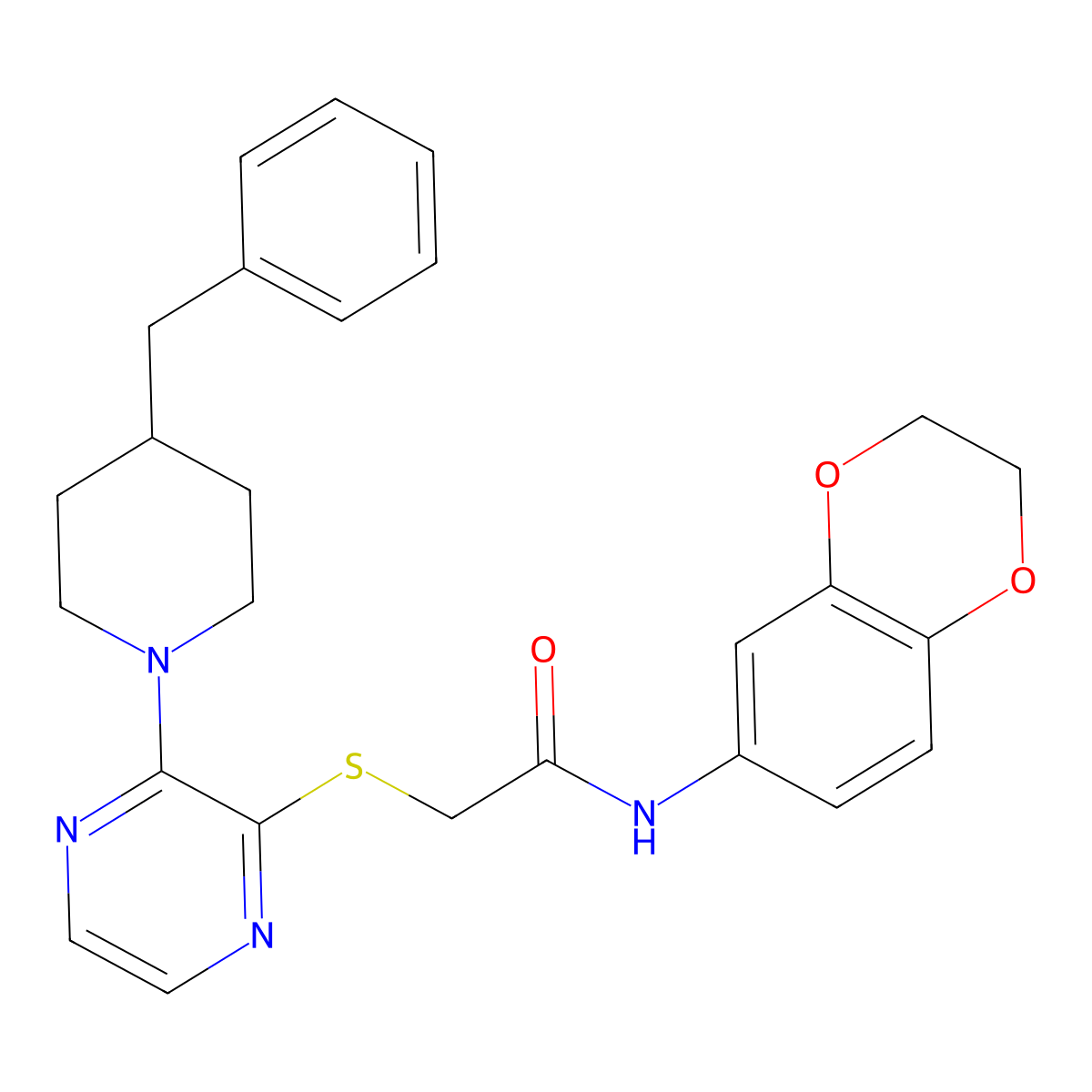 2-{[3-(4-benzylpiperidin-1-yl)pyrazin-2-yl]sulfanyl}-N-(2,3-dihydro-1,4-benzodioxin-6-yl)acetamide molecular structure, CAS 1115867-01-0