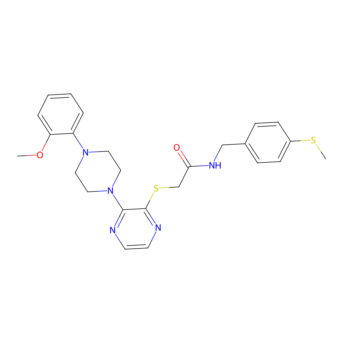 2-({3-[4-(2-methoxyphenyl)piperazin-1-yl]pyrazin-2-yl}sulfanyl)-N-{[4-(methylsulfanyl)phenyl]methyl}acetamide molecular structure, CAS 1115867-18-9