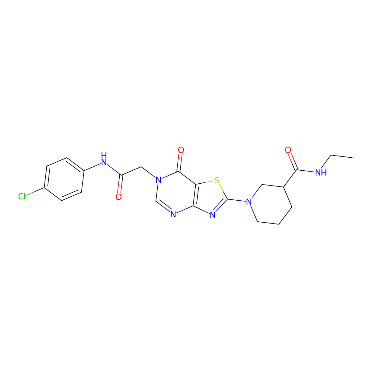 1-(6-(2-((4-chlorophenyl)amino)-2-oxoethyl)-7-oxo-6,7-dihydrothiazolo[4,5-d]pyrimidin-2-yl)-N-ethylpiperidine-3-carboxamide molecular structure, CAS 1115868-11-5