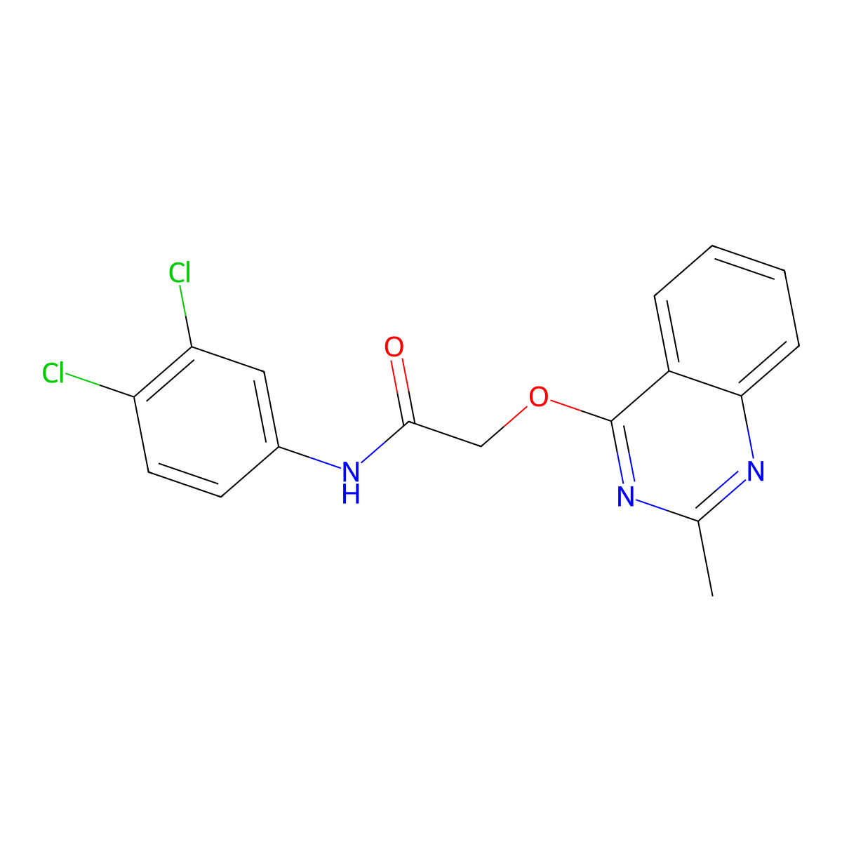 N-(3,4-dichlorophenyl)-2-[(2-methylquinazolin-4-yl)oxy]acetamide molecular structure, CAS 1115871-31-2