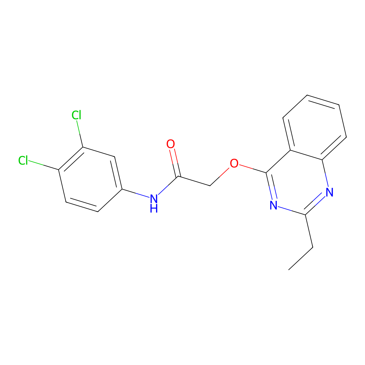 N-(3,4-dichlorophenyl)-2-[(2-ethylquinazolin-4-yl)oxy]acetamide molecular structure, CAS 1115871-39-0