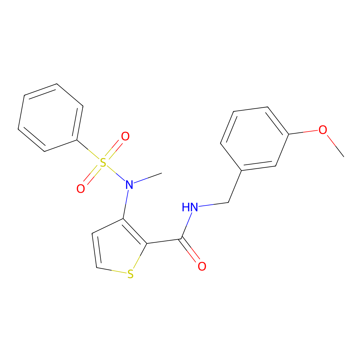 N-(3-methoxybenzyl)-3-[methyl(phenylsulfonyl)amino]thiophene-2-carboxamide molecular structure, CAS 1115871-47-0