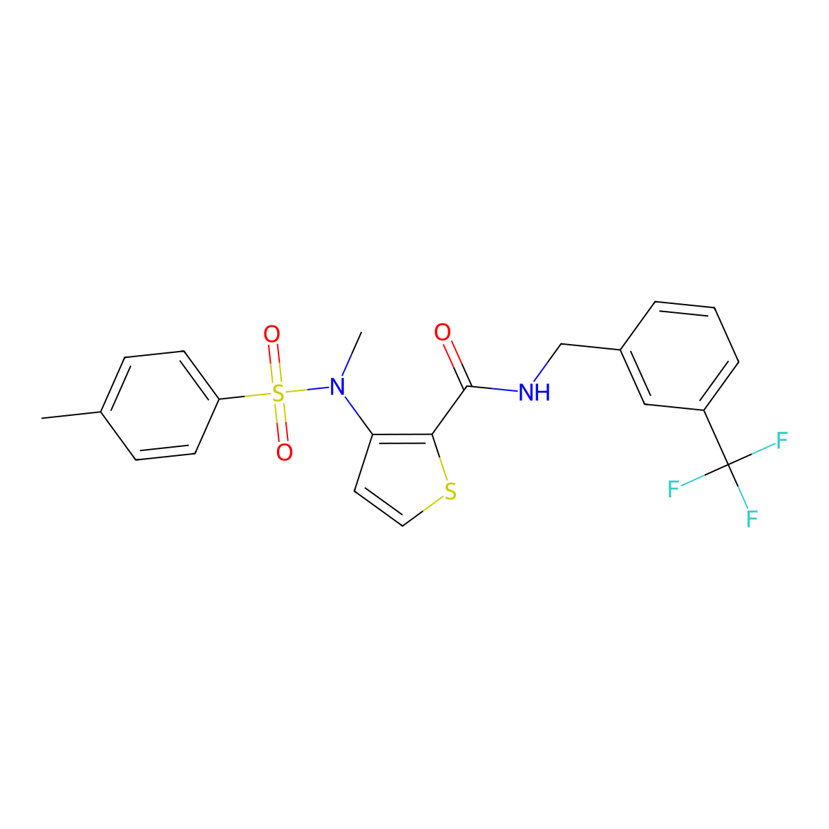 3-{methyl[(4-methylphenyl)sulfonyl]amino}-N-[3-(trifluoromethyl)benzyl]thiophene-2-carboxamide molecular structure, CAS 1115871-56-1