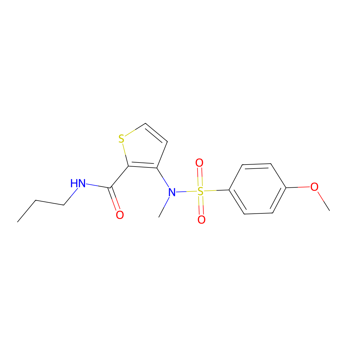 3-(N-methyl4-methoxybenzenesulfonamido)-N-propylthiophene-2-carboxamide molecular structure, CAS 1115871-59-4
