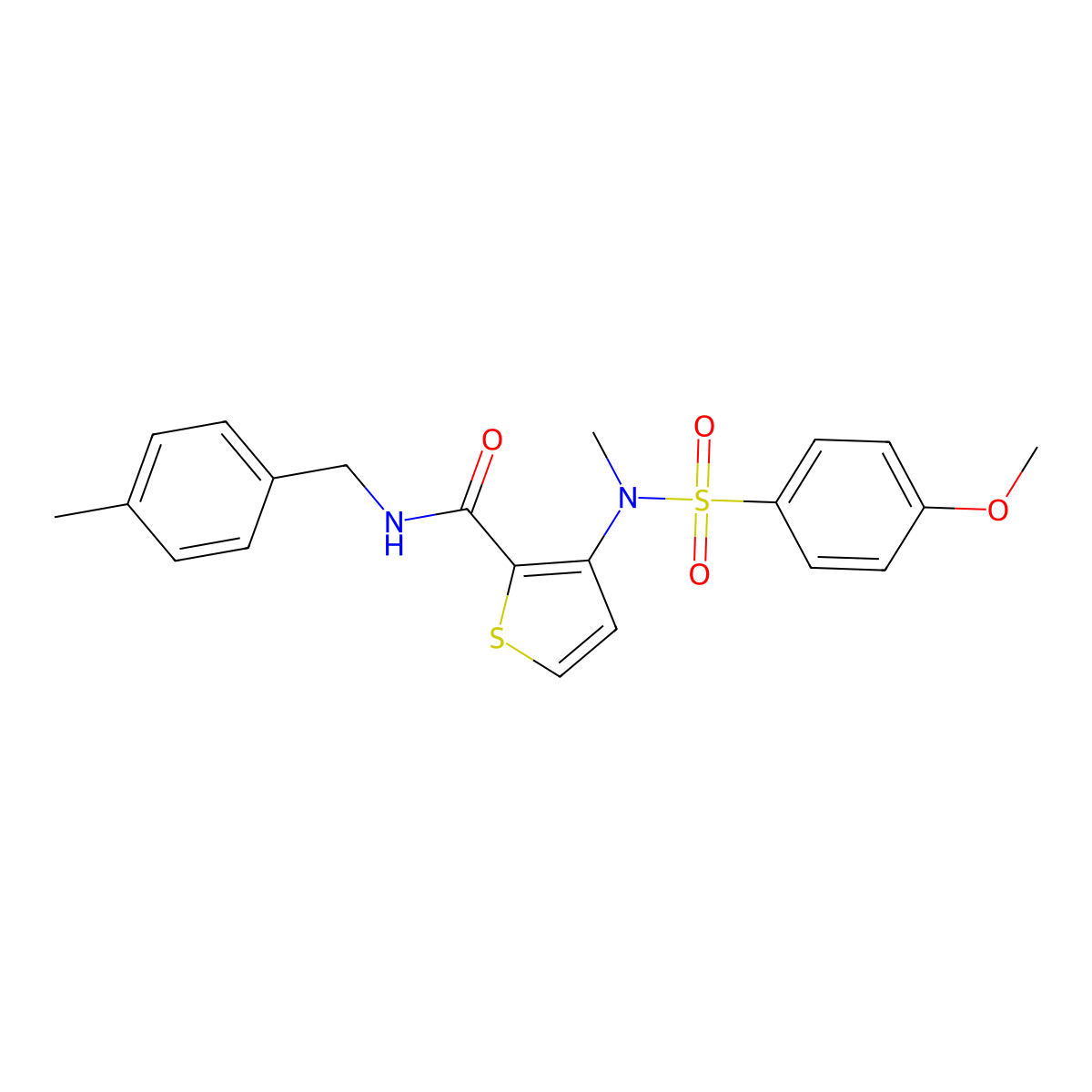 3-(N-methyl4-methoxybenzenesulfonamido)-N-[(4-methylphenyl)methyl]thiophene-2-carboxamide molecular structure, CAS 1115871-62-9