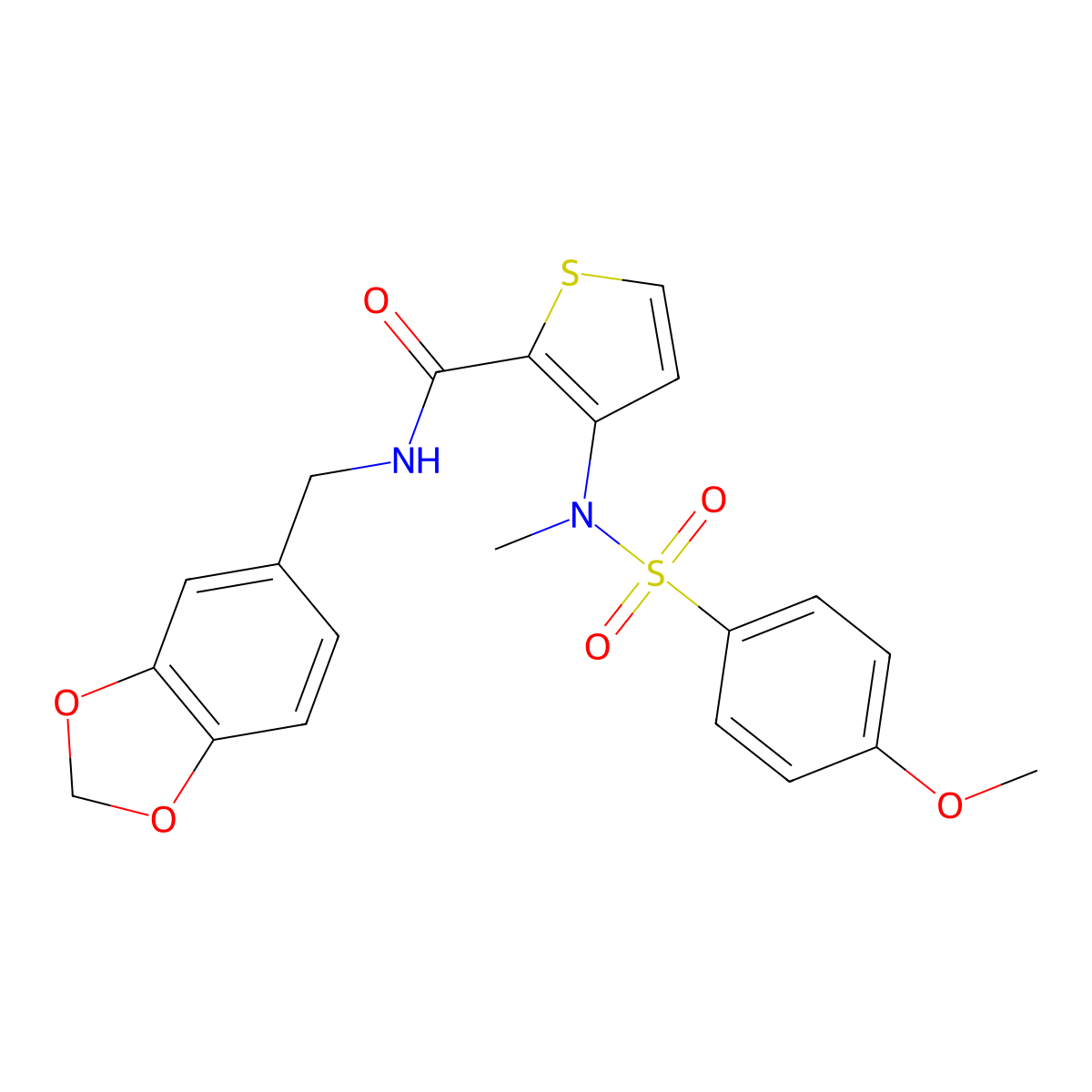 N-[(2H-1,3-benzodioxol-5-yl)methyl]-3-(N-methyl4-methoxybenzenesulfonamido)thiophene-2-carboxamide molecular structure, CAS 1115871-63-0