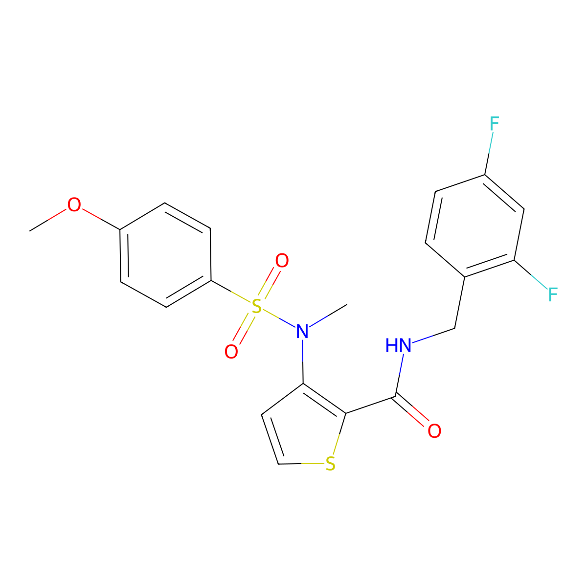 N-[(2,4-difluorophenyl)methyl]-3-(N-methyl4-methoxybenzenesulfonamido)thiophene-2-carboxamide molecular structure, CAS 1115871-64-1