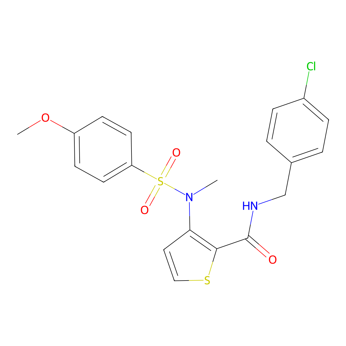 N-[(4-chlorophenyl)methyl]-3-(N-methyl4-methoxybenzenesulfonamido)thiophene-2-carboxamide molecular structure, CAS 1115871-65-2