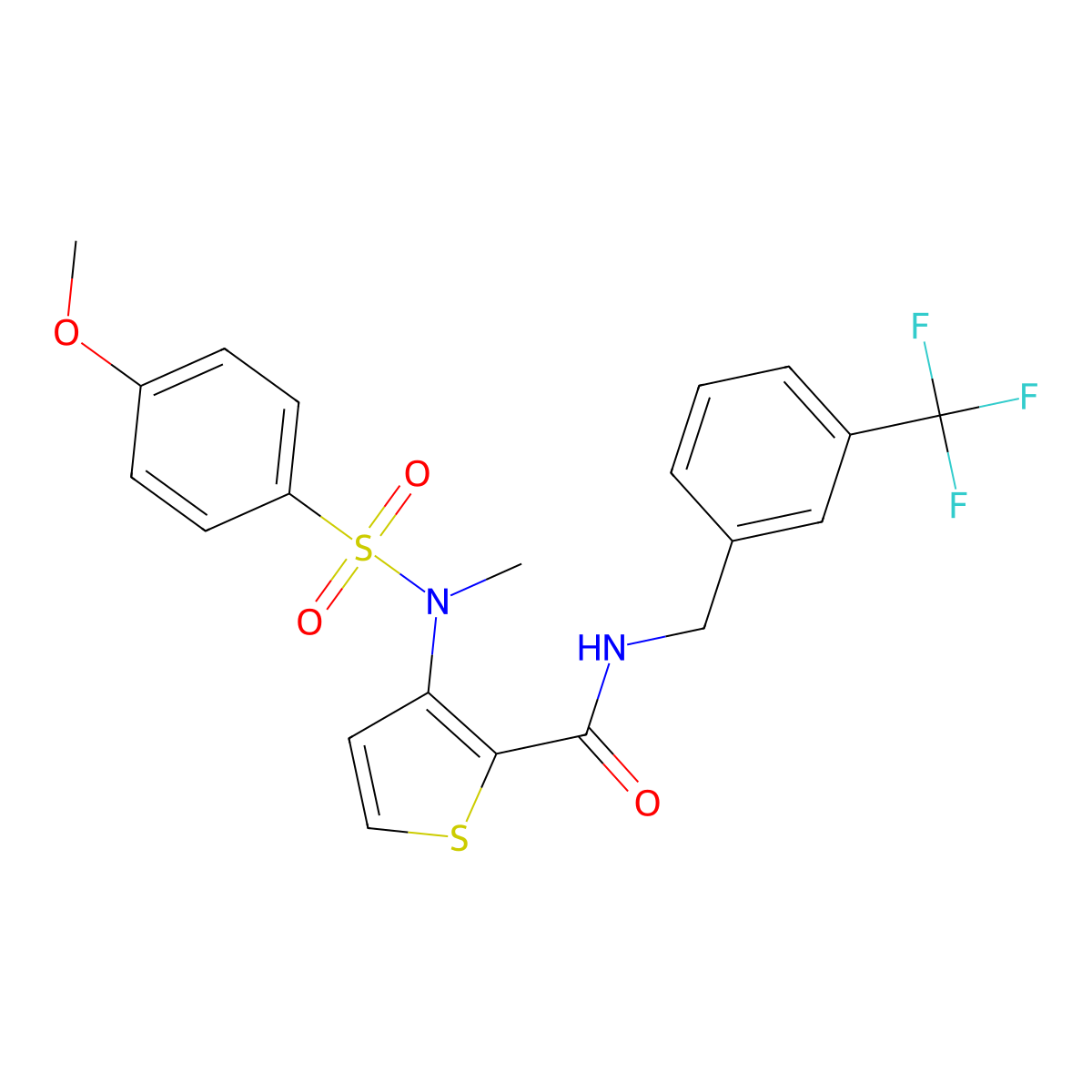 3-(N-methyl4-methoxybenzenesulfonamido)-N-{[3-(trifluoromethyl)phenyl]methyl}thiophene-2-carboxamide molecular structure, CAS 1115871-66-3