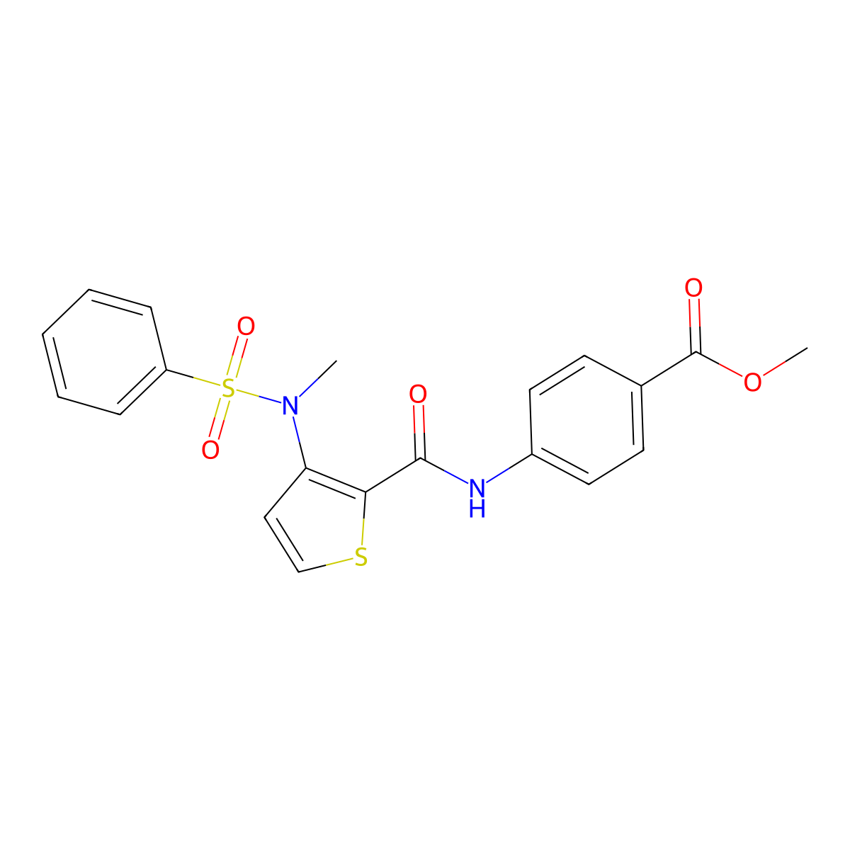 methyl 4-[3-(N-methylbenzenesulfonamido)thiophene-2-amido]benzoate molecular structure, CAS 1115871-75-4