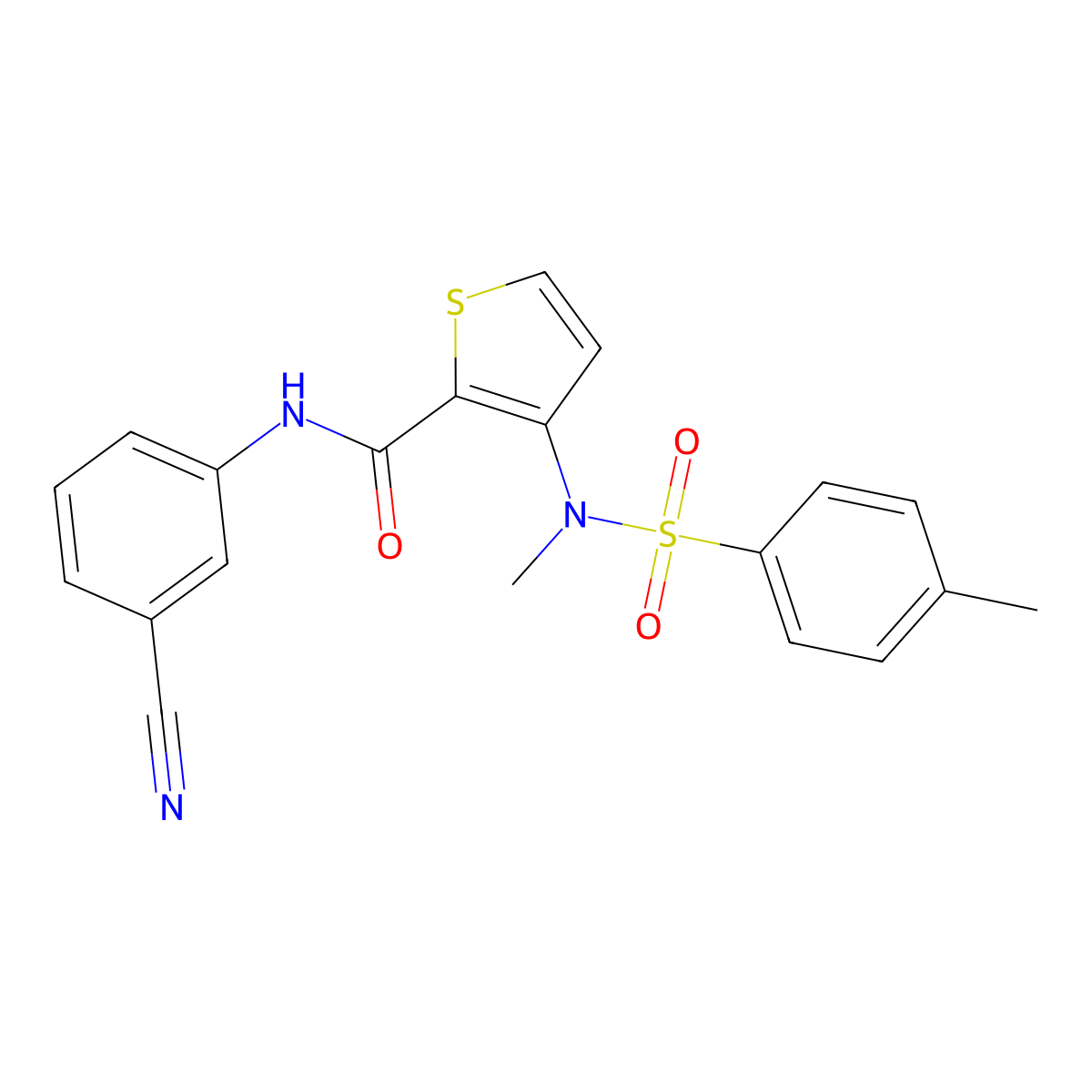 N-(3-cyanophenyl)-3-(N-methyl4-methylbenzenesulfonamido)thiophene-2-carboxamide molecular structure, CAS 1115871-89-0