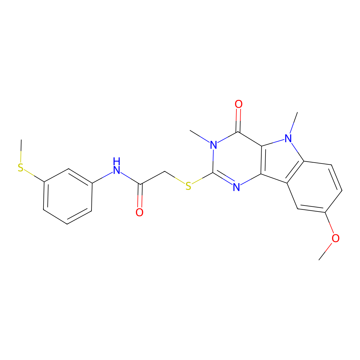 2-({8-methoxy-3,5-dimethyl-4-oxo-3H,4H,5H-pyrimido[5,4-b]indol-2-yl}sulfanyl)-N-[3-(methylsulfanyl)phenyl]acetamide molecular structure, CAS 1115872-54-2