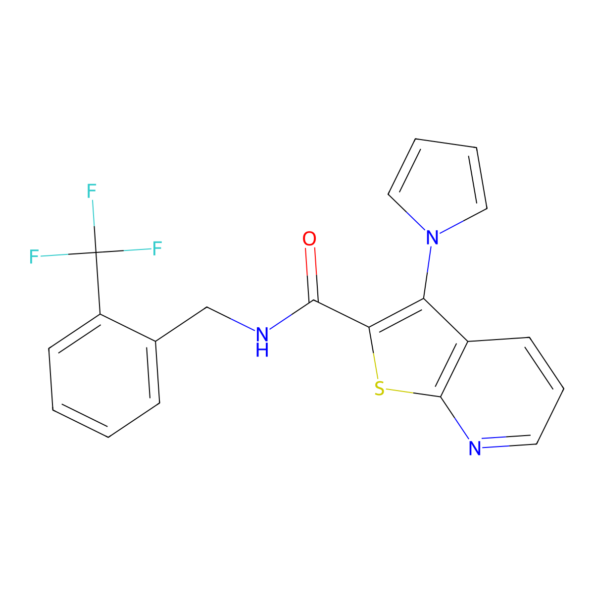 3-(1H-pyrrol-1-yl)-N-(2-(trifluoromethyl)benzyl)thieno[2,3-b]pyridine-2-carboxamide molecular structure, CAS 1115873-34-1