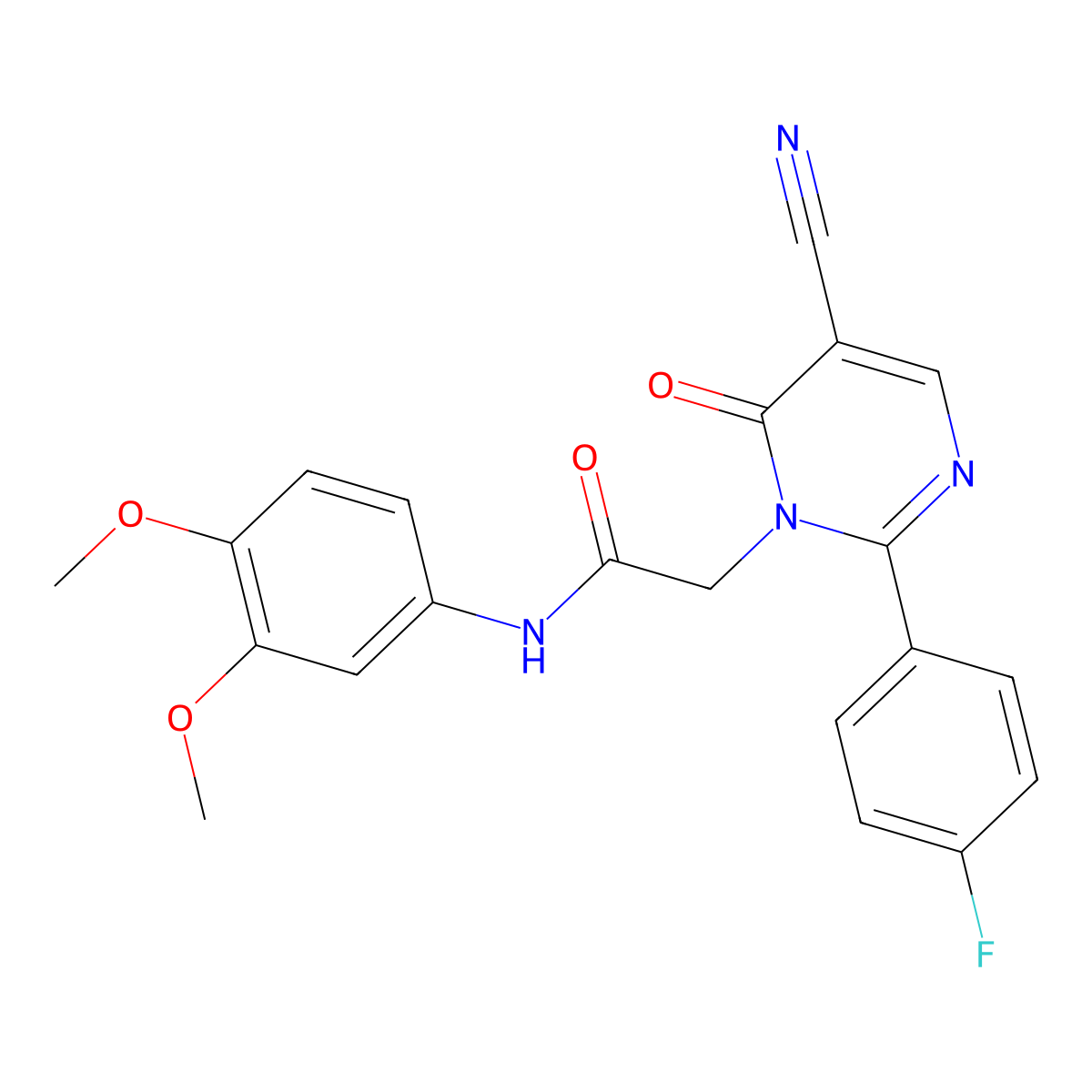 2-[5-cyano-2-(4-fluorophenyl)-6-oxo-1,6-dihydropyrimidin-1-yl]-N-(3,4-dimethoxyphenyl)acetamide molecular structure, CAS 1115873-69-2
