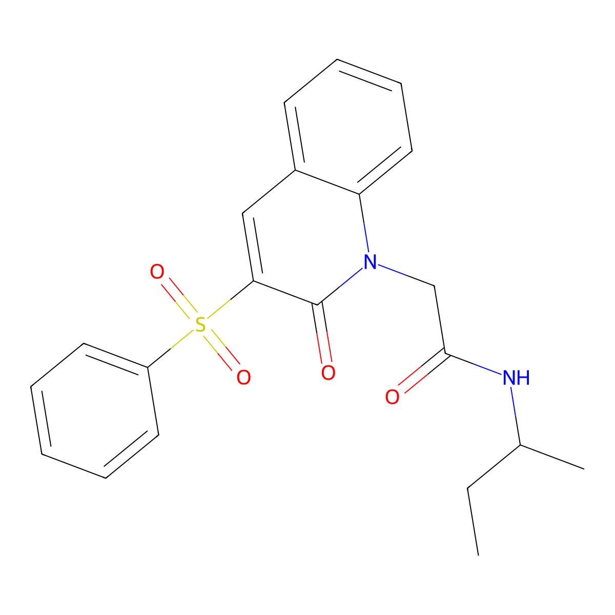N-(sec-butyl)-2-(2-oxo-3-(phenylsulfonyl)quinolin-1(2H)-yl)acetamide molecular structure, CAS 1115876-54-4