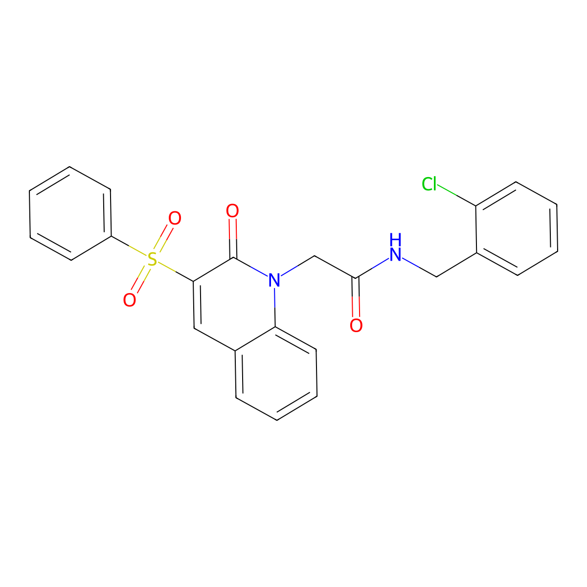 2-[3-(benzenesulfonyl)-2-oxo-1,2-dihydroquinolin-1-yl]-N-[(2-chlorophenyl)methyl]acetamide molecular structure, CAS 1115876-57-7