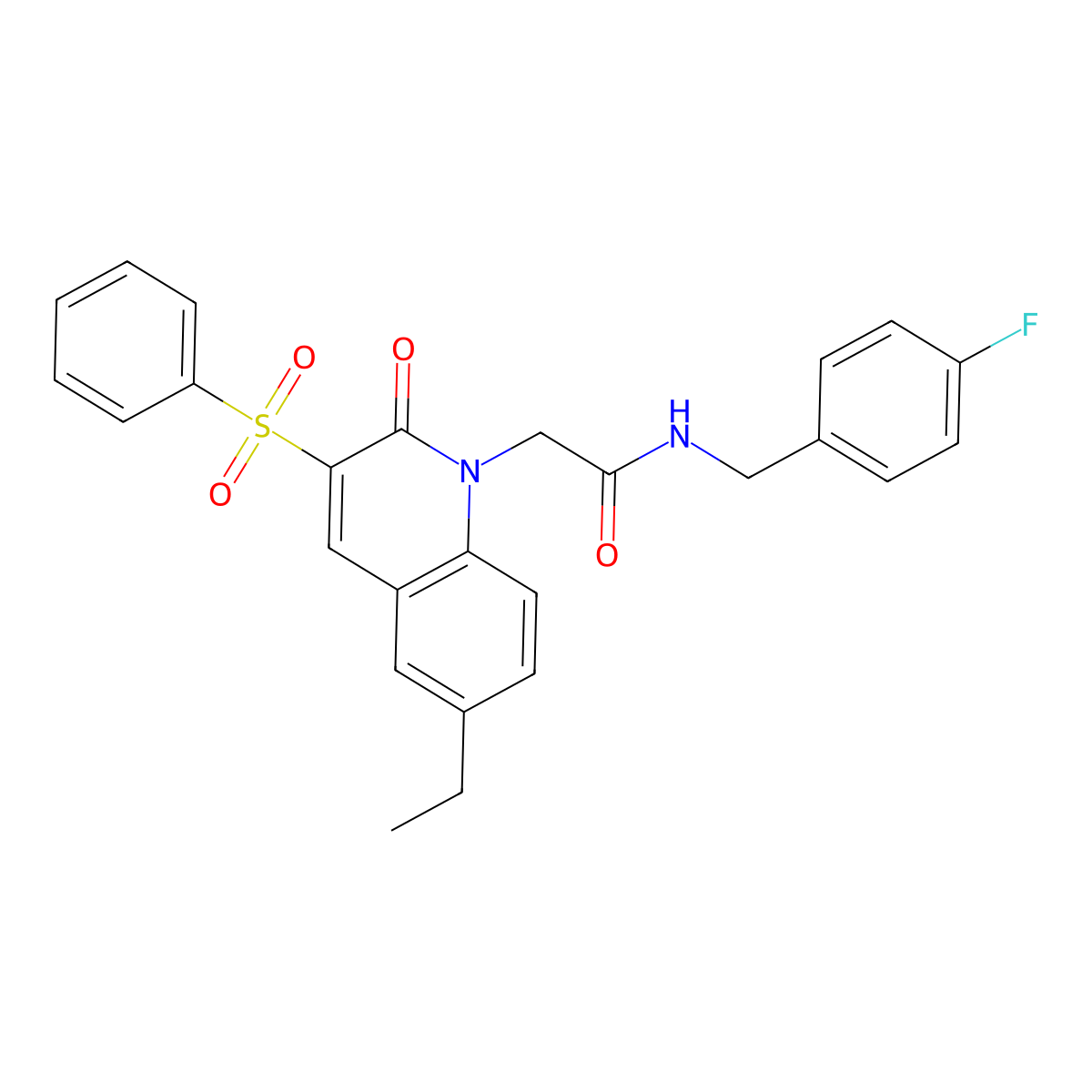 2-(6-ethyl-2-oxo-3-(phenylsulfonyl)quinolin-1(2H)-yl)-N-(4-fluorobenzyl)acetamide molecular structure, CAS 1115876-63-5