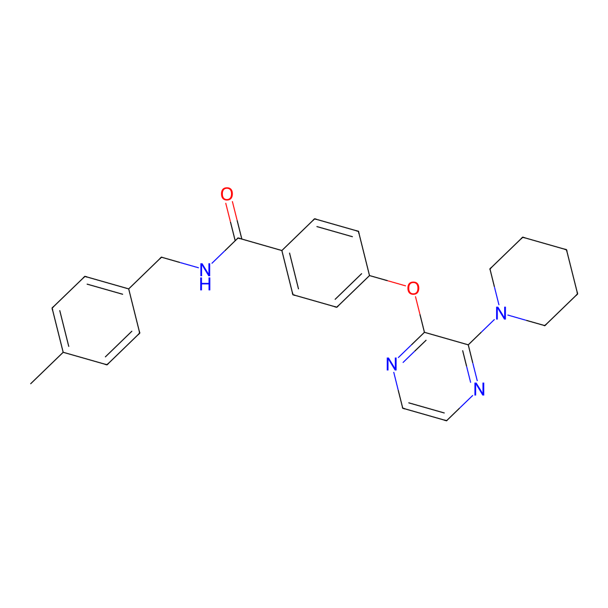 N-(4-methylbenzyl)-4-{[3-(piperidin-1-yl)pyrazin-2-yl]oxy}benzamide molecular structure, CAS 1115876-66-8