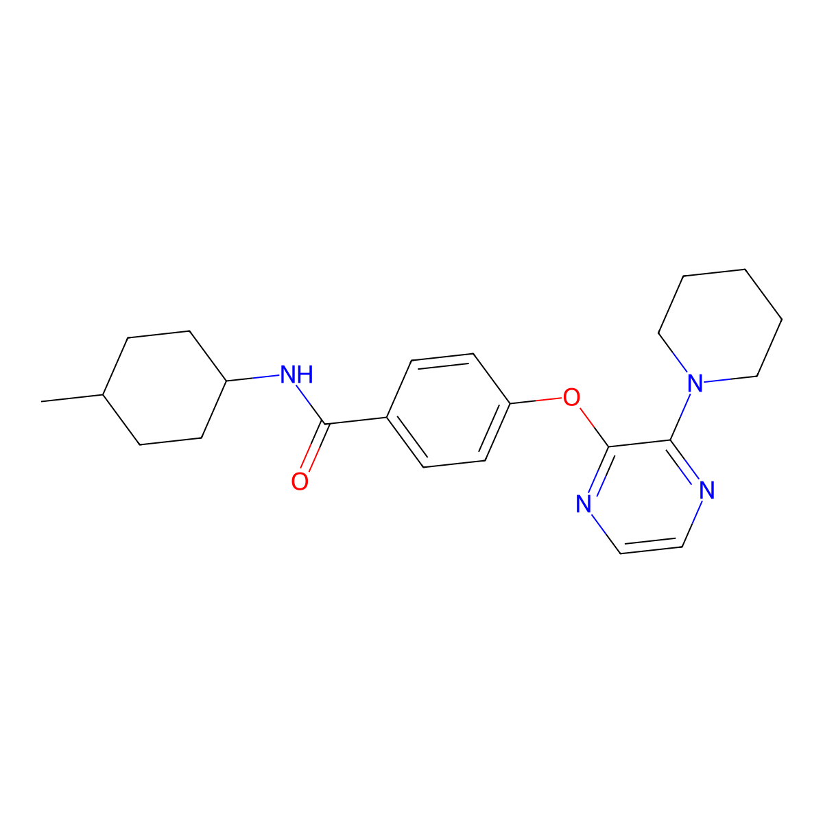 N-(4-methylcyclohexyl)-4-{[3-(piperidin-1-yl)pyrazin-2-yl]oxy}benzamide molecular structure, CAS 1115876-67-9