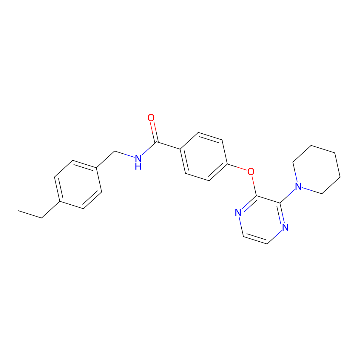 N-(4-ethylbenzyl)-4-((3-(piperidin-1-yl)pyrazin-2-yl)oxy)benzamide molecular structure, CAS 1115876-68-0