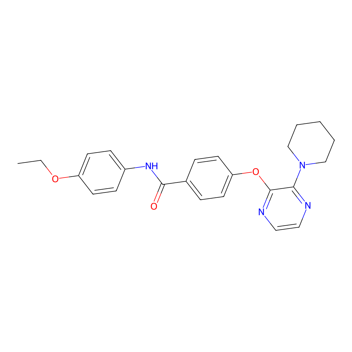 N-(4-ethoxyphenyl)-4-{[3-(piperidin-1-yl)pyrazin-2-yl]oxy}benzamide molecular structure, CAS 1115876-72-6