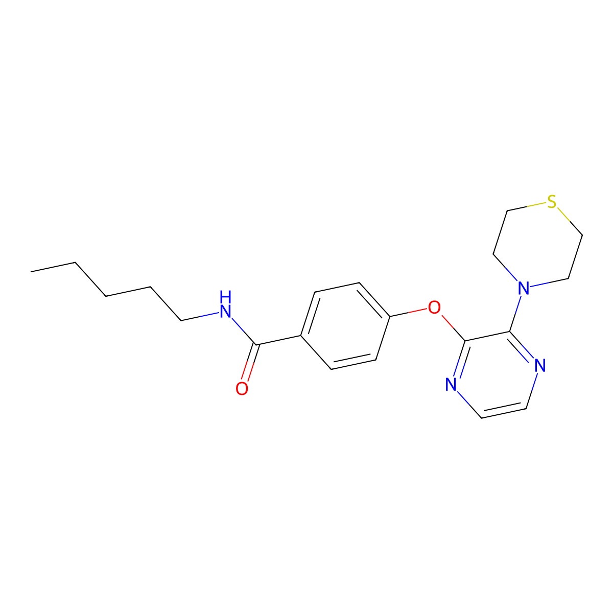 N-pentyl-4-[(3-thiomorpholin-4-ylpyrazin-2-yl)oxy]benzamide molecular structure, CAS 1115876-73-7