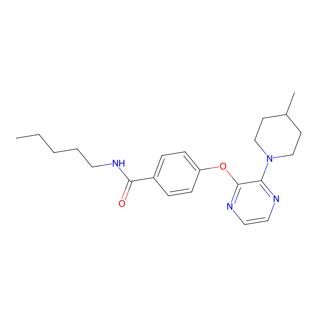 4-{[3-(4-methylpiperidin-1-yl)pyrazin-2-yl]oxy}-N-pentylbenzamide molecular structure, CAS 1115876-76-0