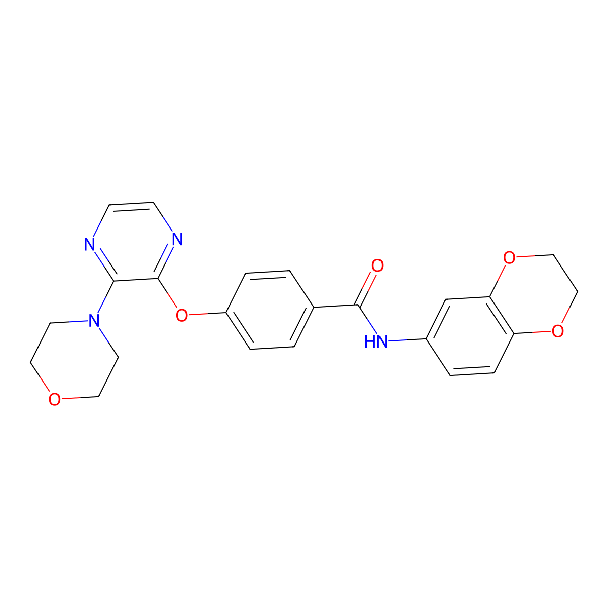 N-(2,3-dihydro-1,4-benzodioxin-6-yl)-4-{[3-(morpholin-4-yl)pyrazin-2-yl]oxy}benzamide molecular structure, CAS 1115876-80-6