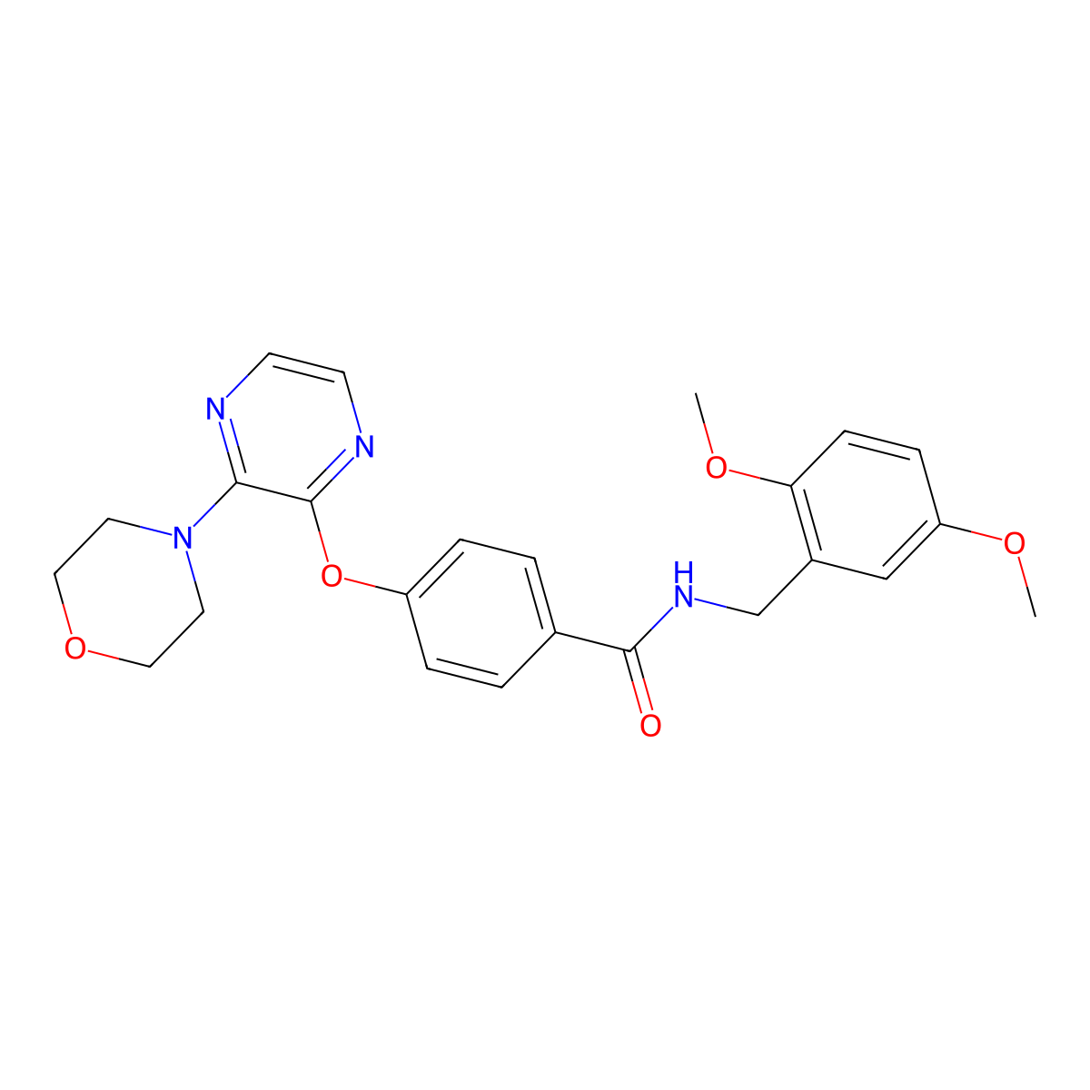 N-(2,5-dimethoxybenzyl)-4-{[3-(morpholin-4-yl)pyrazin-2-yl]oxy}benzamide molecular structure, CAS 1115876-82-8
