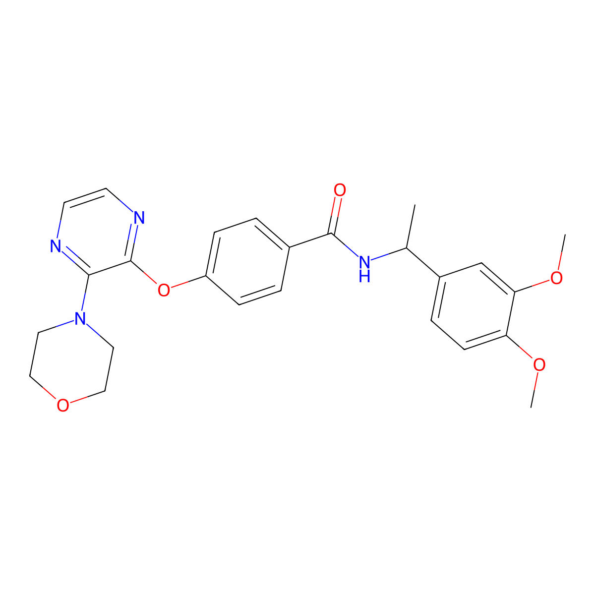 N-[1-(3,4-dimethoxyphenyl)ethyl]-4-{[3-(morpholin-4-yl)pyrazin-2-yl]oxy}benzamide molecular structure, CAS 1115876-84-0