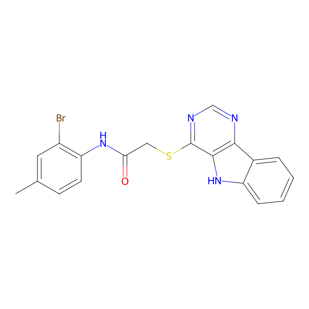 N-(2-bromo-4-methylphenyl)-2-{5H-pyrimido[5,4-b]indol-4-ylsulfanyl}acetamide molecular structure, CAS 1115880-11-9