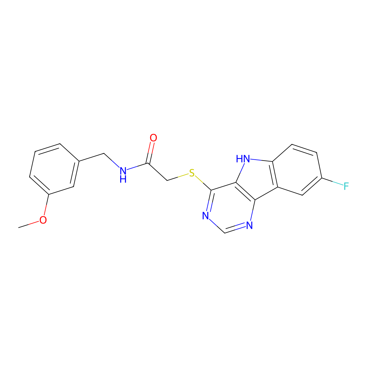 2-({8-fluoro-5H-pyrimido[5,4-b]indol-4-yl}sulfanyl)-N-[(3-methoxyphenyl)methyl]acetamide molecular structure, CAS 1115880-46-0